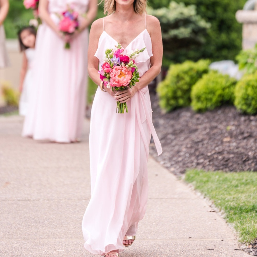 Nouvelle by AMSALE ruffle dress in Powder Pink